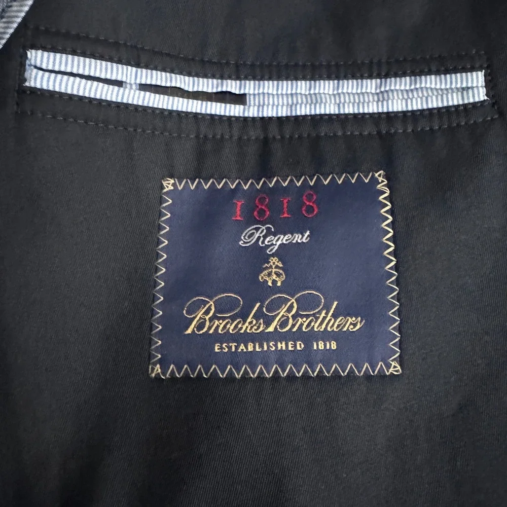 Brooks‎ Brothers 1818 Regent Blazer Mens 46XL Navy Solid Cotton 3-Button Jacket